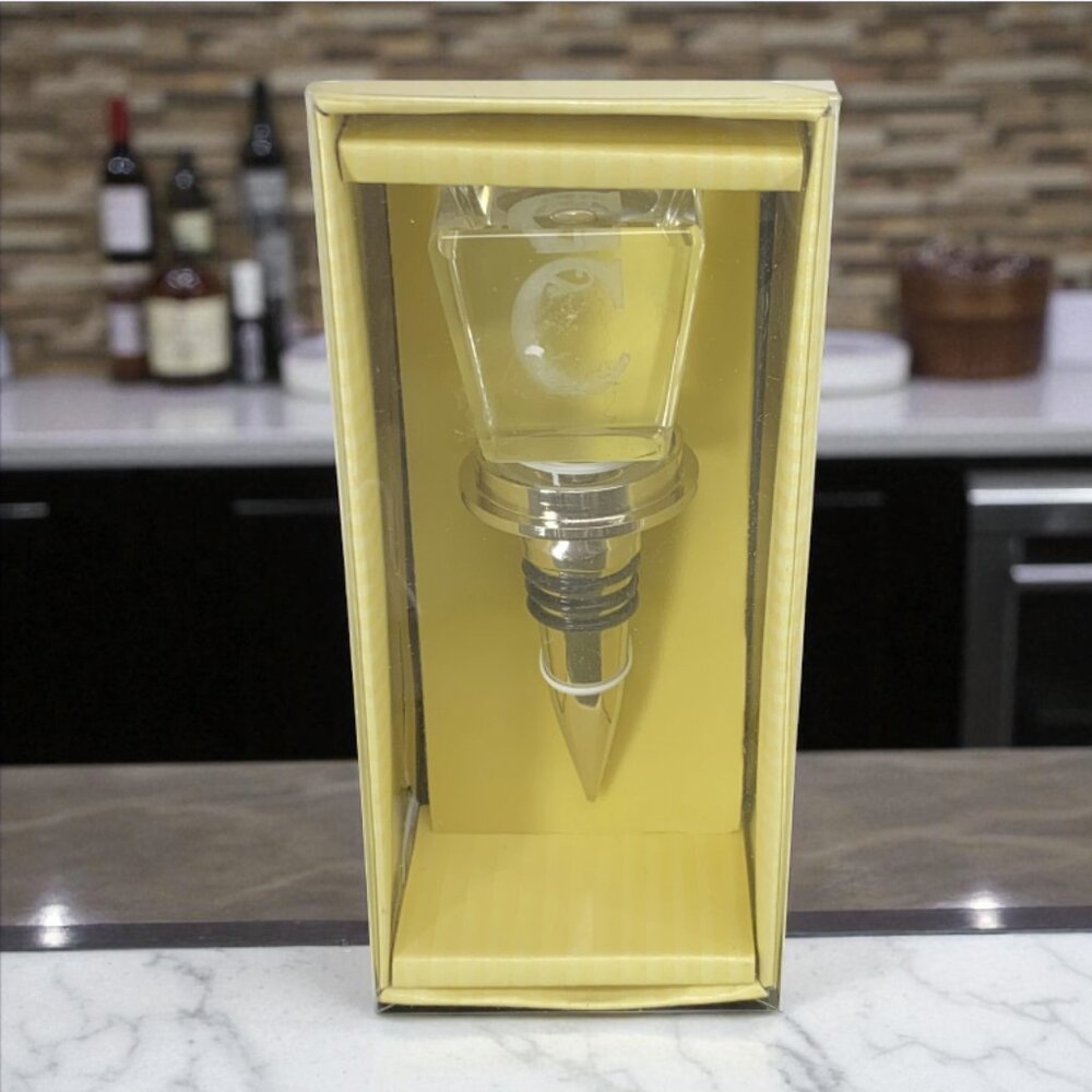 WINE BOTTLE STOPPER/CORK -- Crystal-Like Top, Monogramed with “C,” Never Used